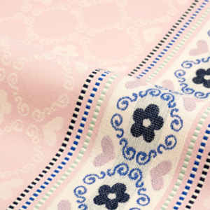 Keuken afdroogdoek lichtroze met blauw